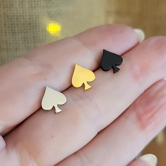 Spade Poker Stud Earrings, choice of color - Picture 1 of 6